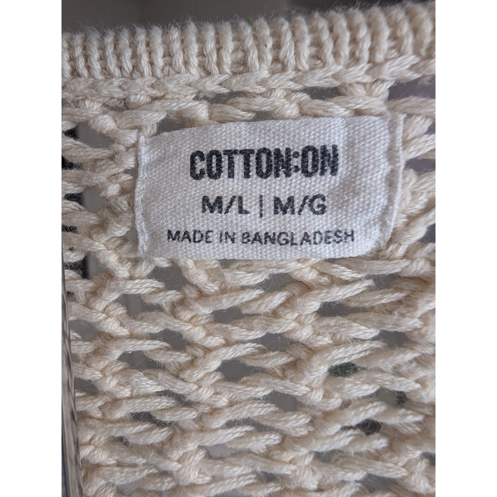 Cotton On Cream Open Knit Cropped Shrug Sweater Bolero Boho Coastal M/L - Picture 4 of 7